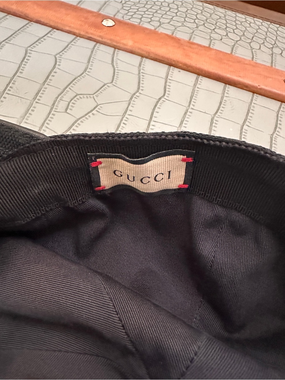 Gucci Black Monogram Baseball Cap with Green-Red Web Stripe - Picture 13 of 13